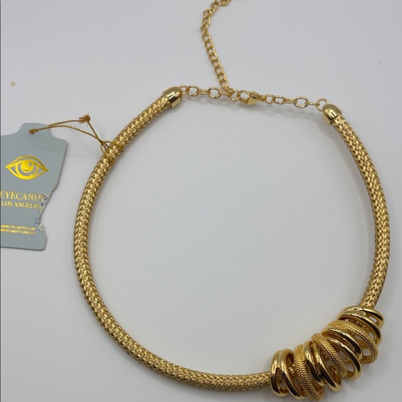 NWT Eye Candy Gold Statement Necklace removable pendant - Picture 2 of 5